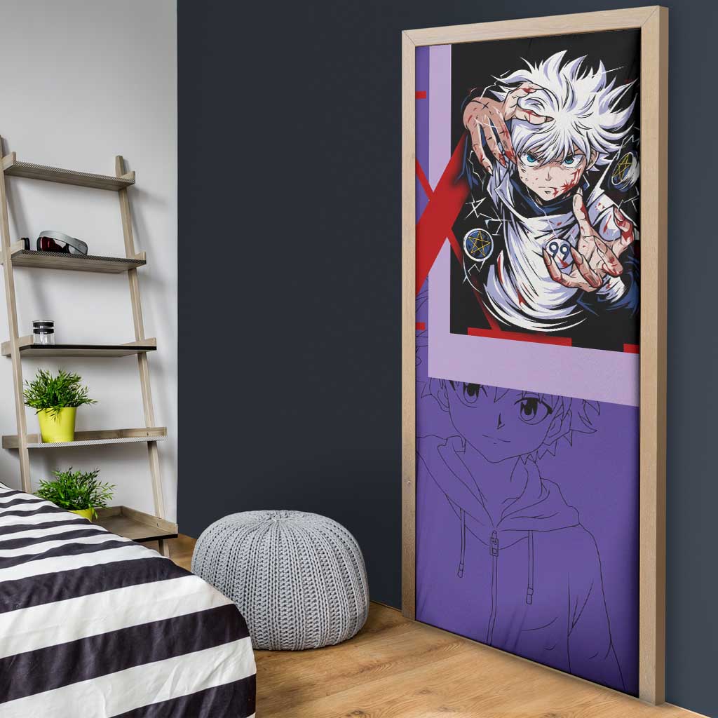 Killua Zoldyck Door Cover with Electric Aura and Assassin Eyes Anime Design - The Mazicc