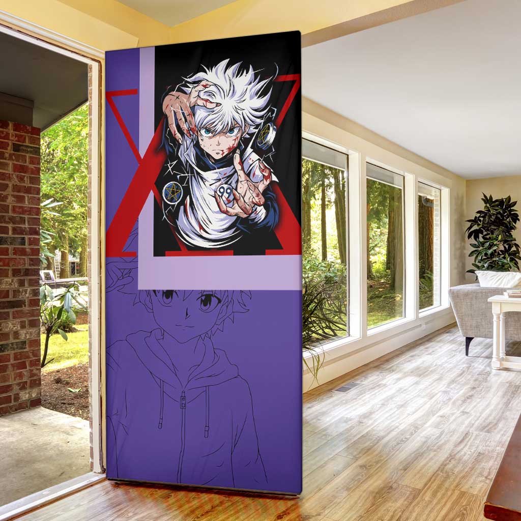 Killua Zoldyck Door Cover with Electric Aura and Assassin Eyes Anime Design - The Mazicc