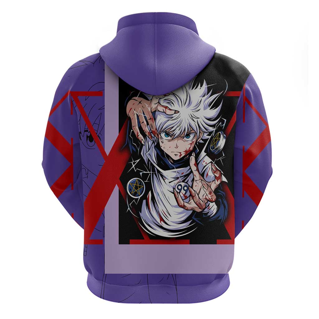 Killua Zoldyck Hoodie with Electric Aura and Assassin Eyes Anime Design - The Mazicc
