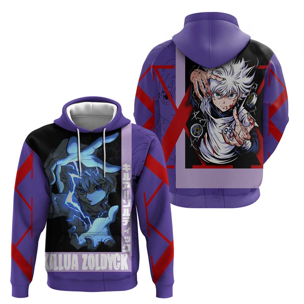 Killua Zoldyck Hoodie with Electric Aura and Assassin Eyes Anime Design - The Mazicc