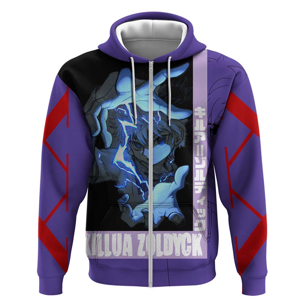 Killua Zoldyck Hoodie with Electric Aura and Assassin Eyes Anime Design - The Mazicc