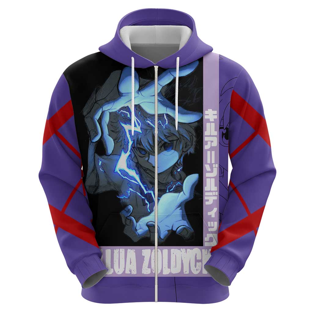 Killua Zoldyck Hoodie with Electric Aura and Assassin Eyes Anime Design - The Mazicc