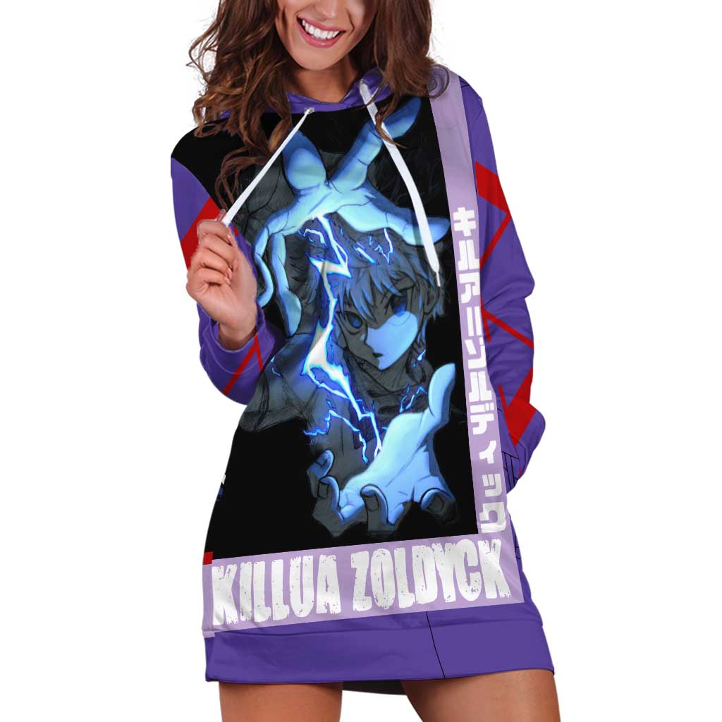 Killua Zoldyck Hoodie Dress with Electric Aura and Assassin Eyes Anime Design - The Mazicc