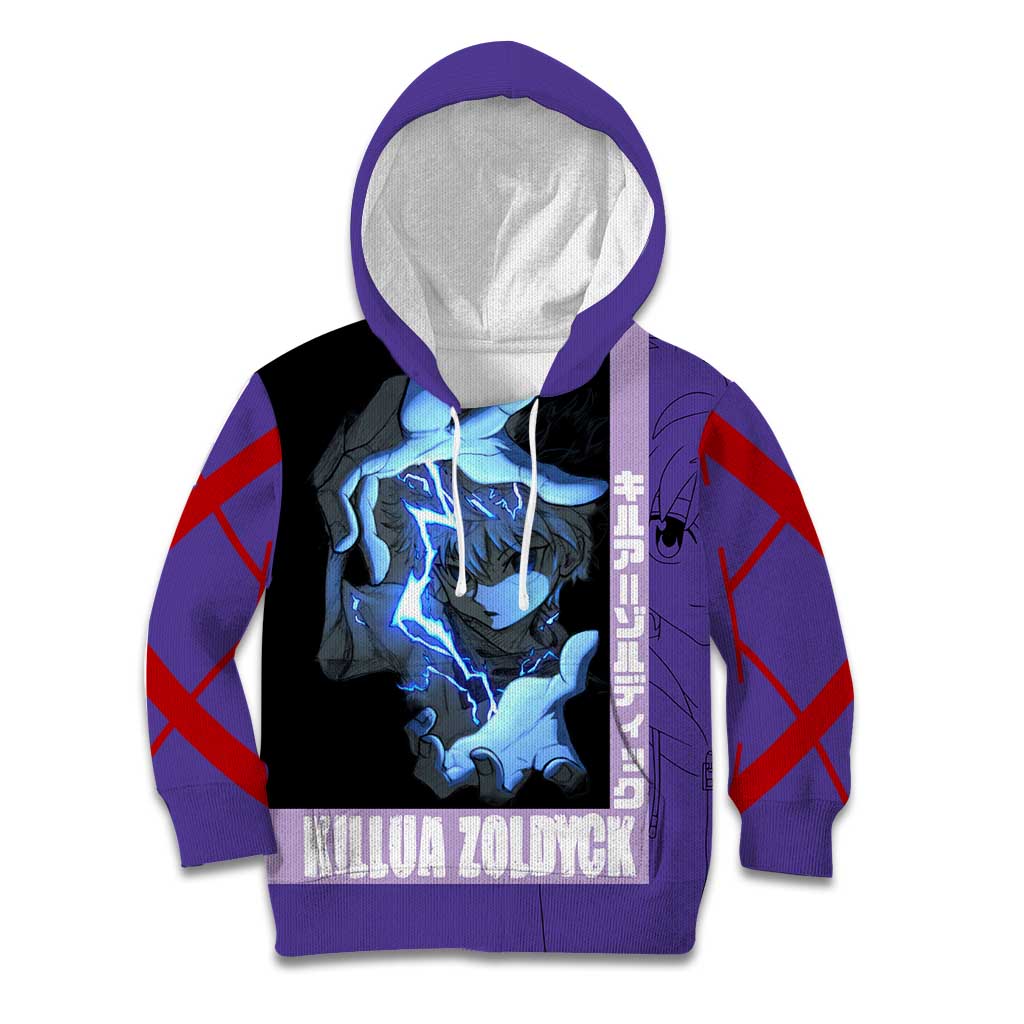 Killua Zoldyck Kid Hoodie with Electric Aura and Assassin Eyes Anime Design - The Mazicc