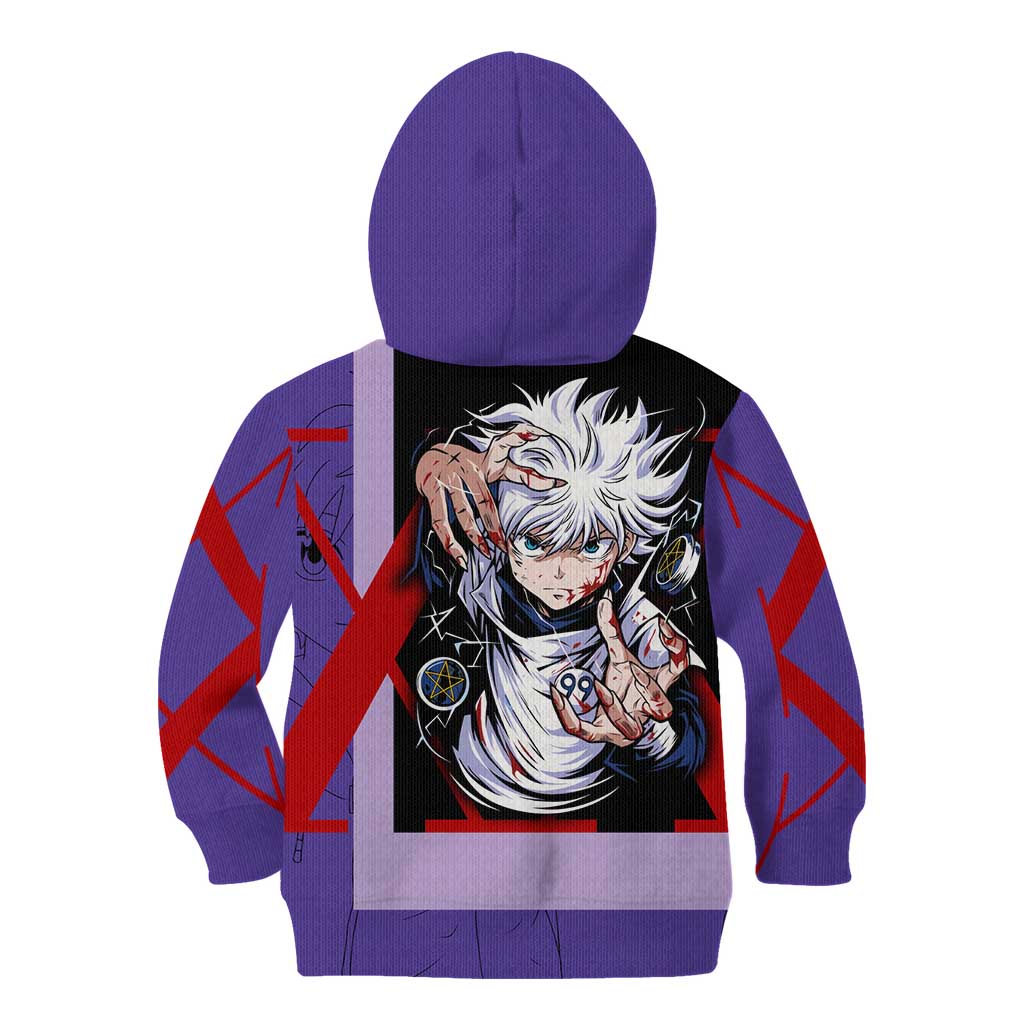 Killua Zoldyck Kid Hoodie with Electric Aura and Assassin Eyes Anime Design - The Mazicc