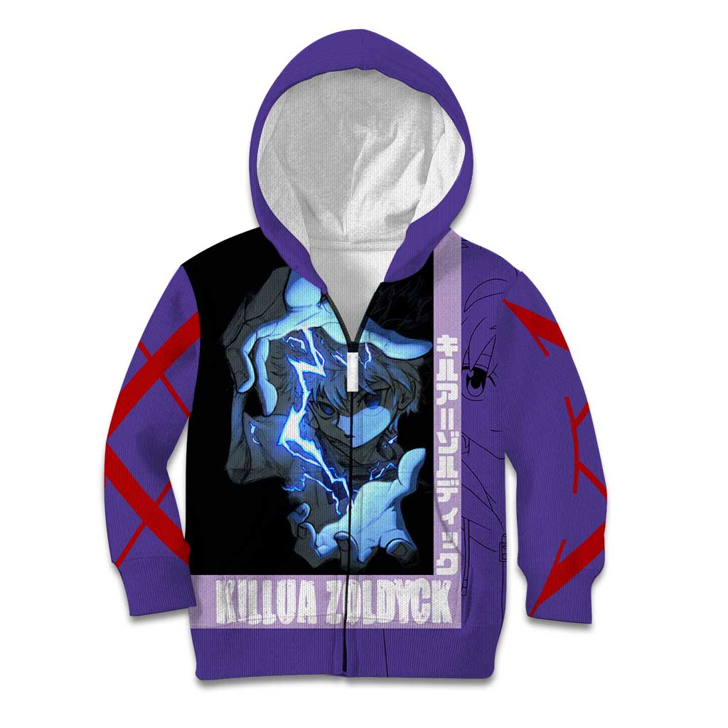 Killua Zoldyck Kid Hoodie with Electric Aura and Assassin Eyes Anime Design - The Mazicc