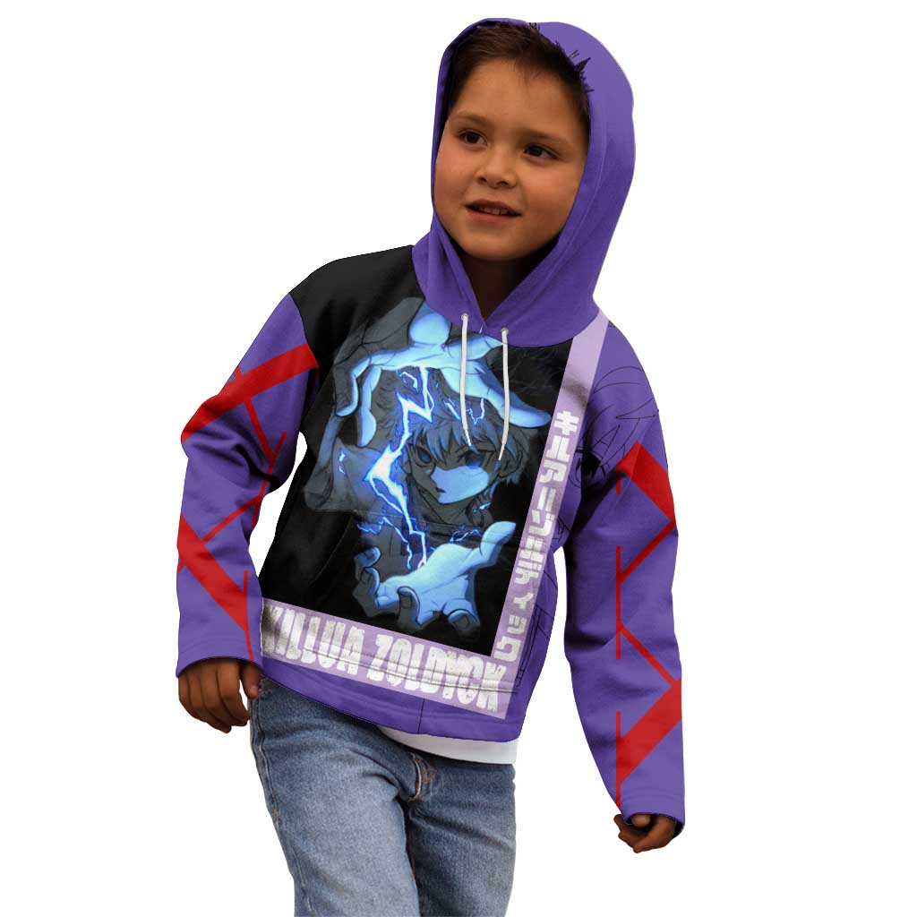 Killua Zoldyck Kid Hoodie with Electric Aura and Assassin Eyes Anime Design - The Mazicc