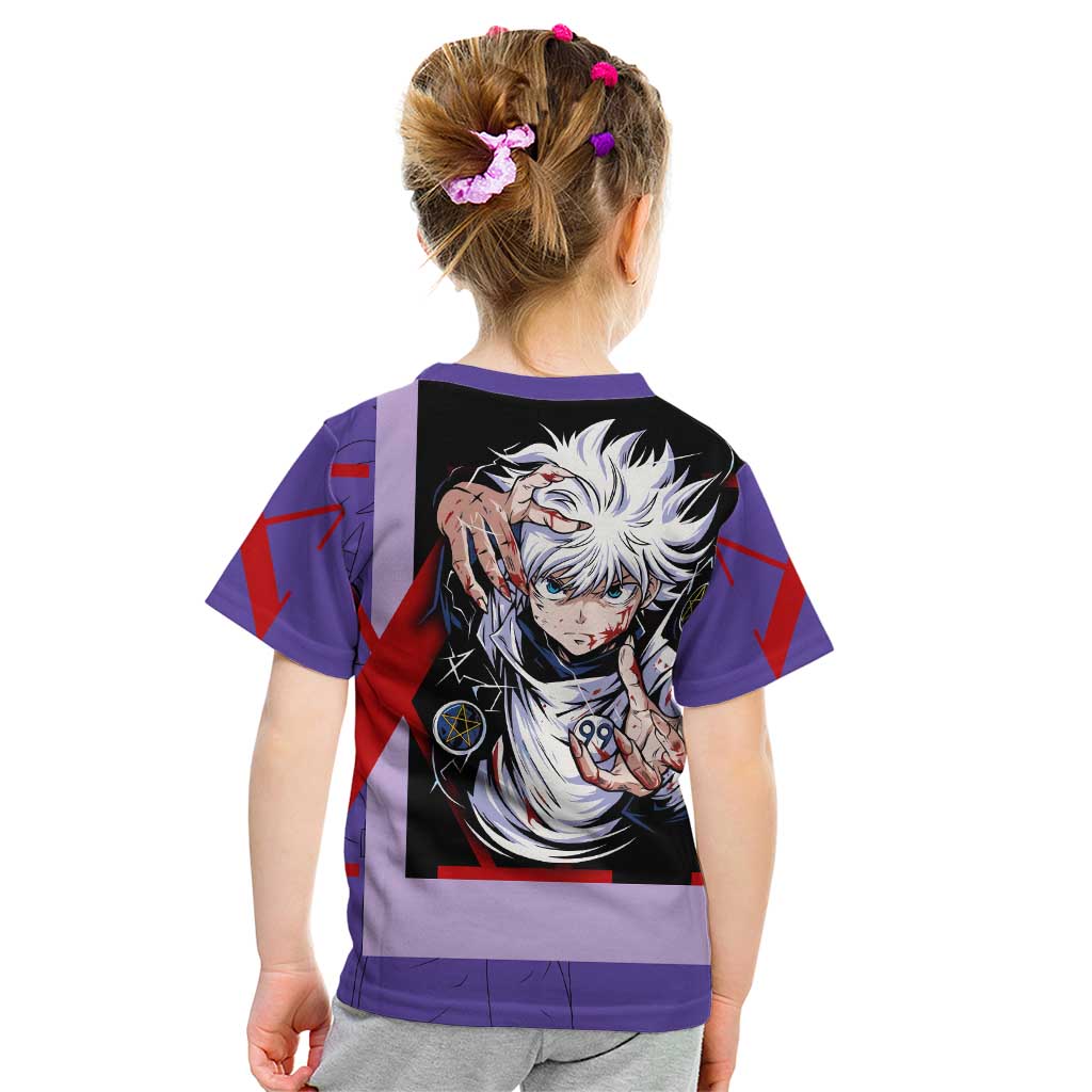 Killua Zoldyck Kid T Shirt with Electric Aura and Assassin Eyes Anime Design - The Mazicc