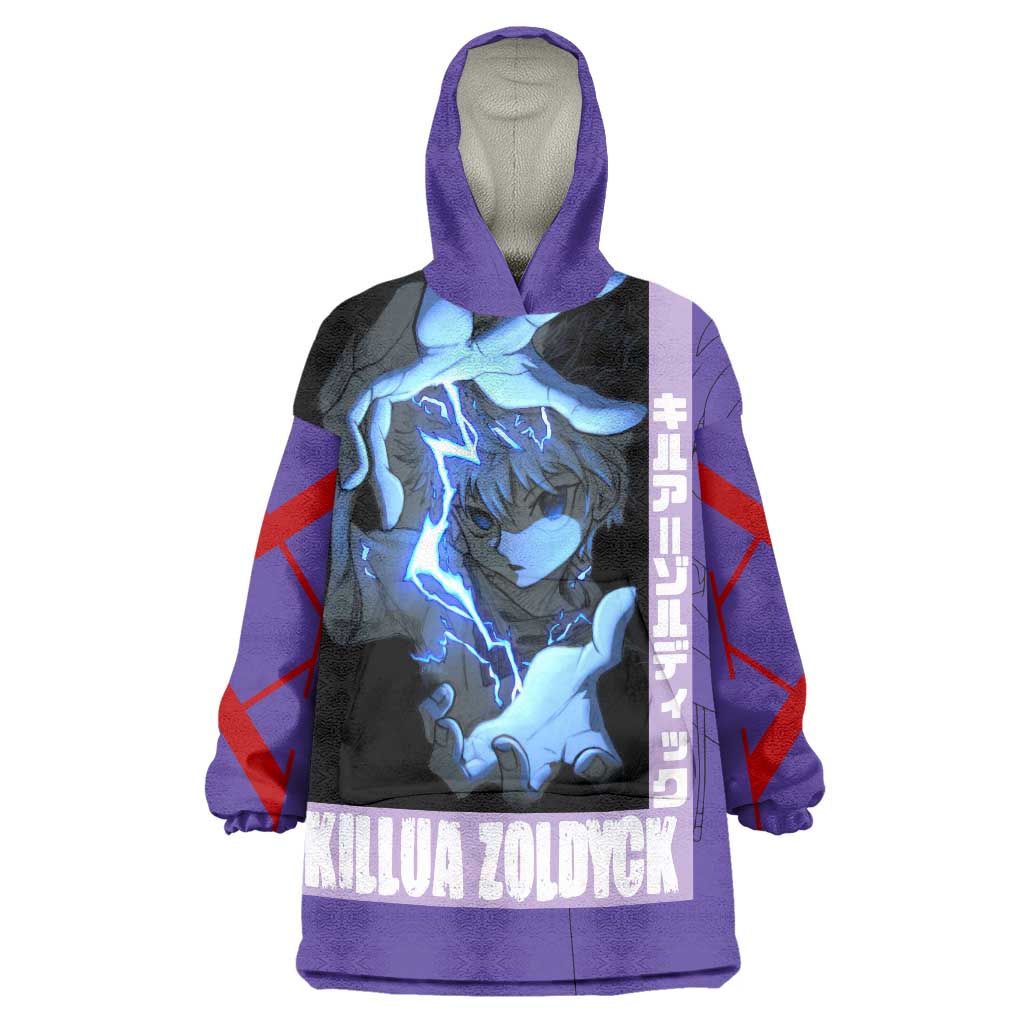 Killua Zoldyck Wearable Blanket Hoodie with Electric Aura and Assassin Eyes Anime Design - The Mazicc