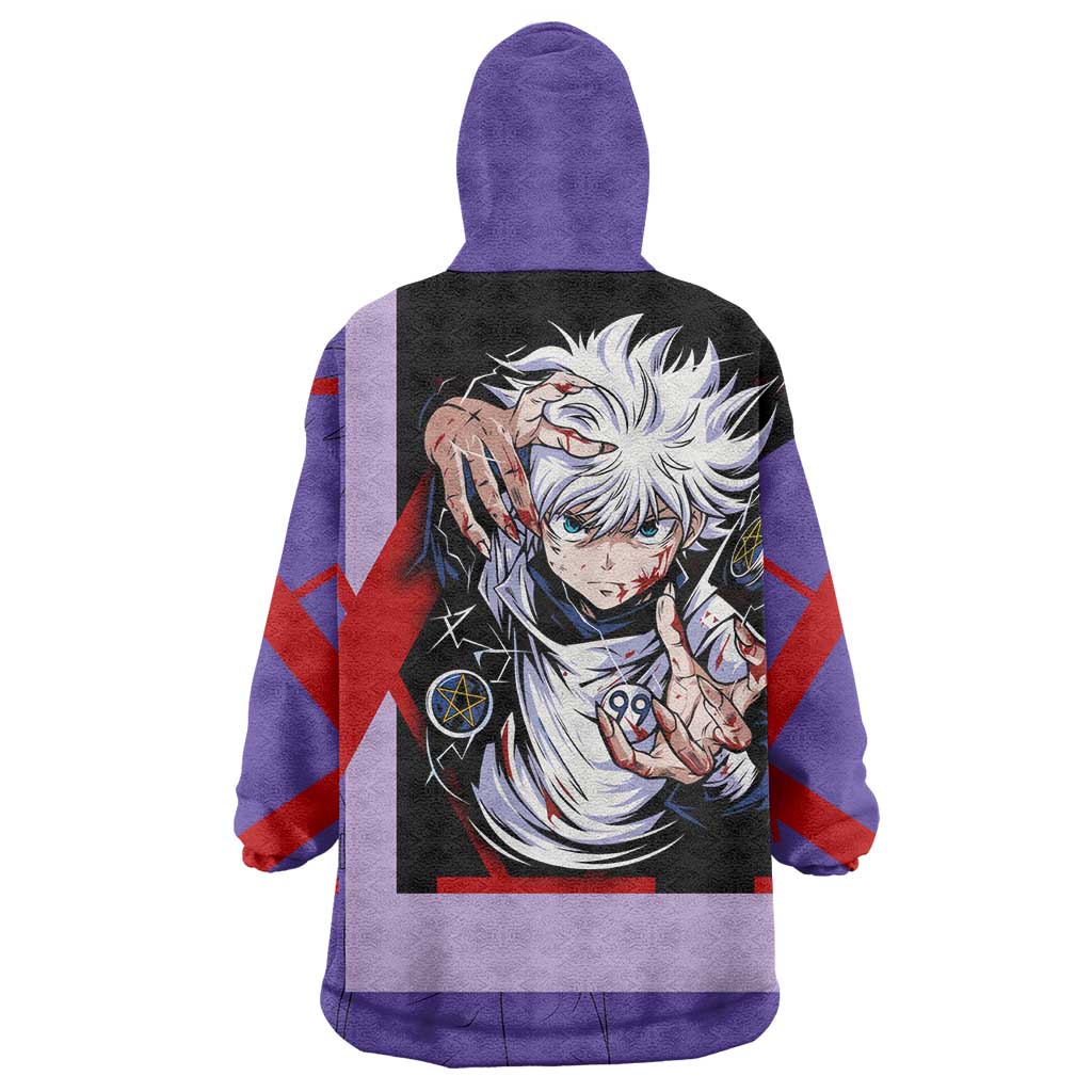 Killua Zoldyck Wearable Blanket Hoodie with Electric Aura and Assassin Eyes Anime Design - The Mazicc