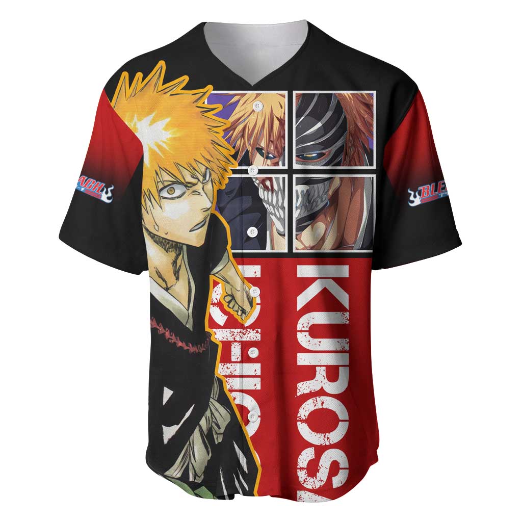Bleach Ichigo Kurosaki Baseball Jersey with Hollow Mask and Manga Panel Design - The Mazicc