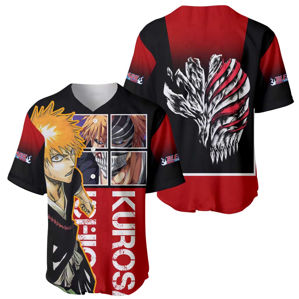 Bleach Ichigo Kurosaki Baseball Jersey with Hollow Mask and Manga Panel Design - The Mazicc