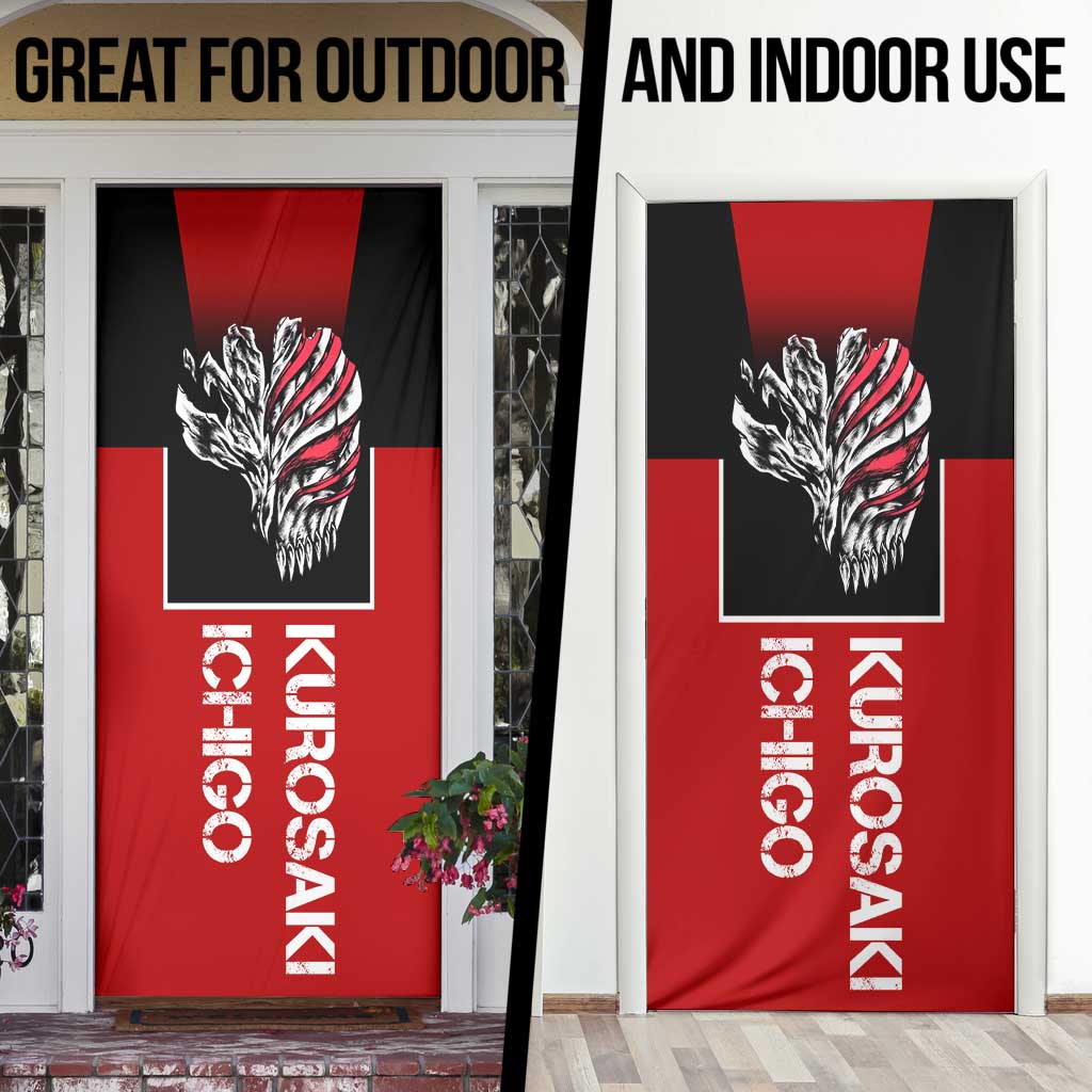 Bleach Ichigo Kurosaki Door Cover with Hollow Mask and Manga Panel Design - The Mazicc
