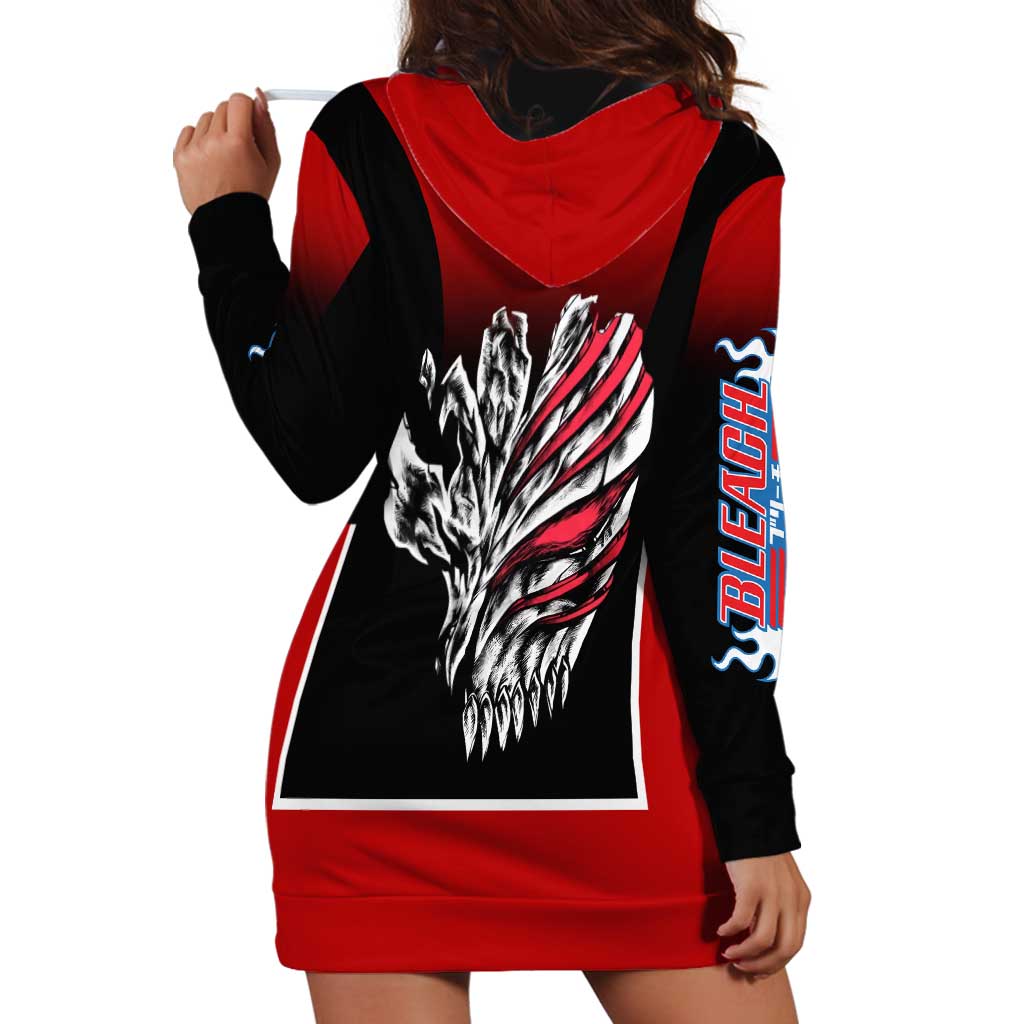 Bleach Ichigo Kurosaki Hoodie Dress with Hollow Mask and Manga Panel Design - The Mazicc