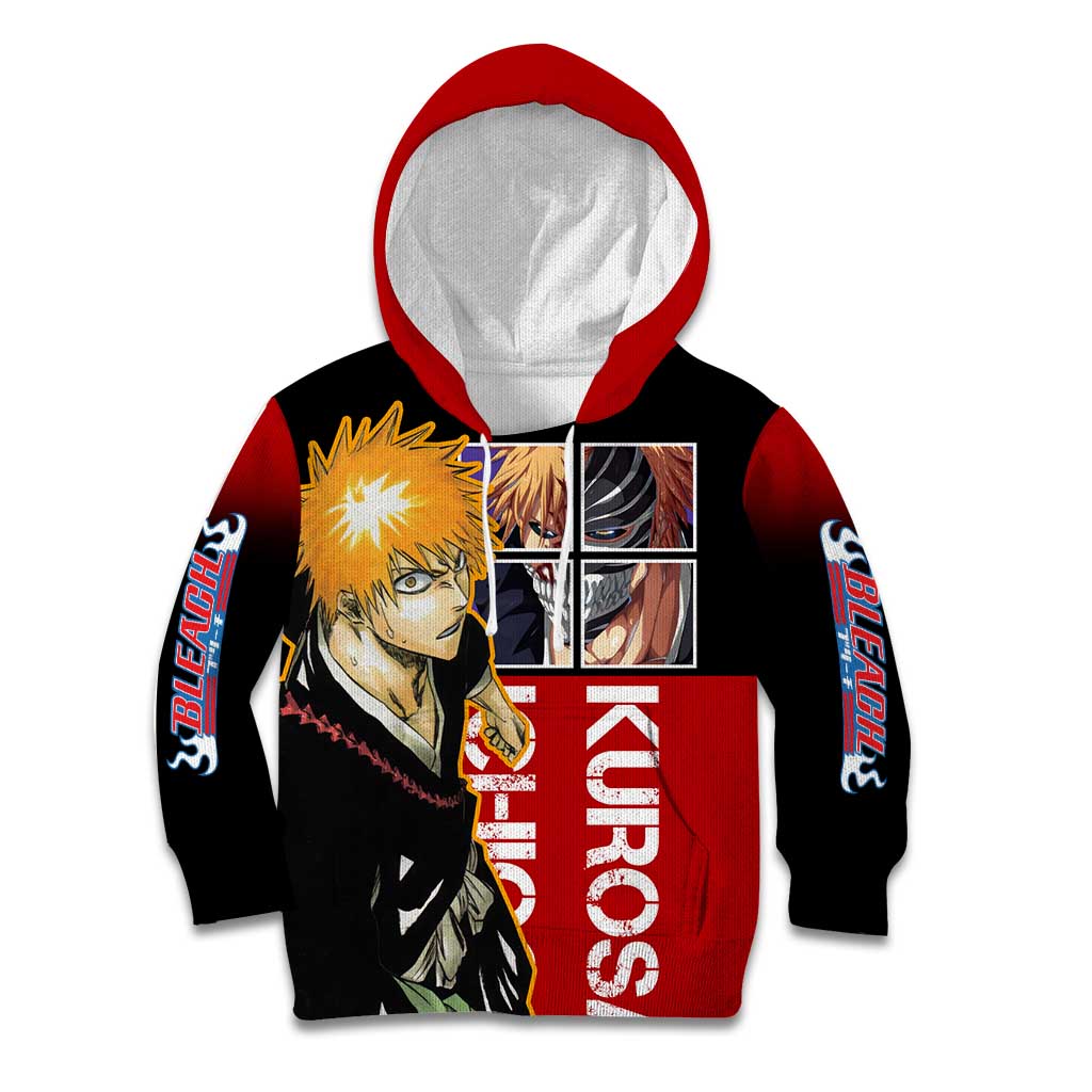 Bleach Ichigo Kurosaki Kid Hoodie with Hollow Mask and Manga Panel Design - The Mazicc