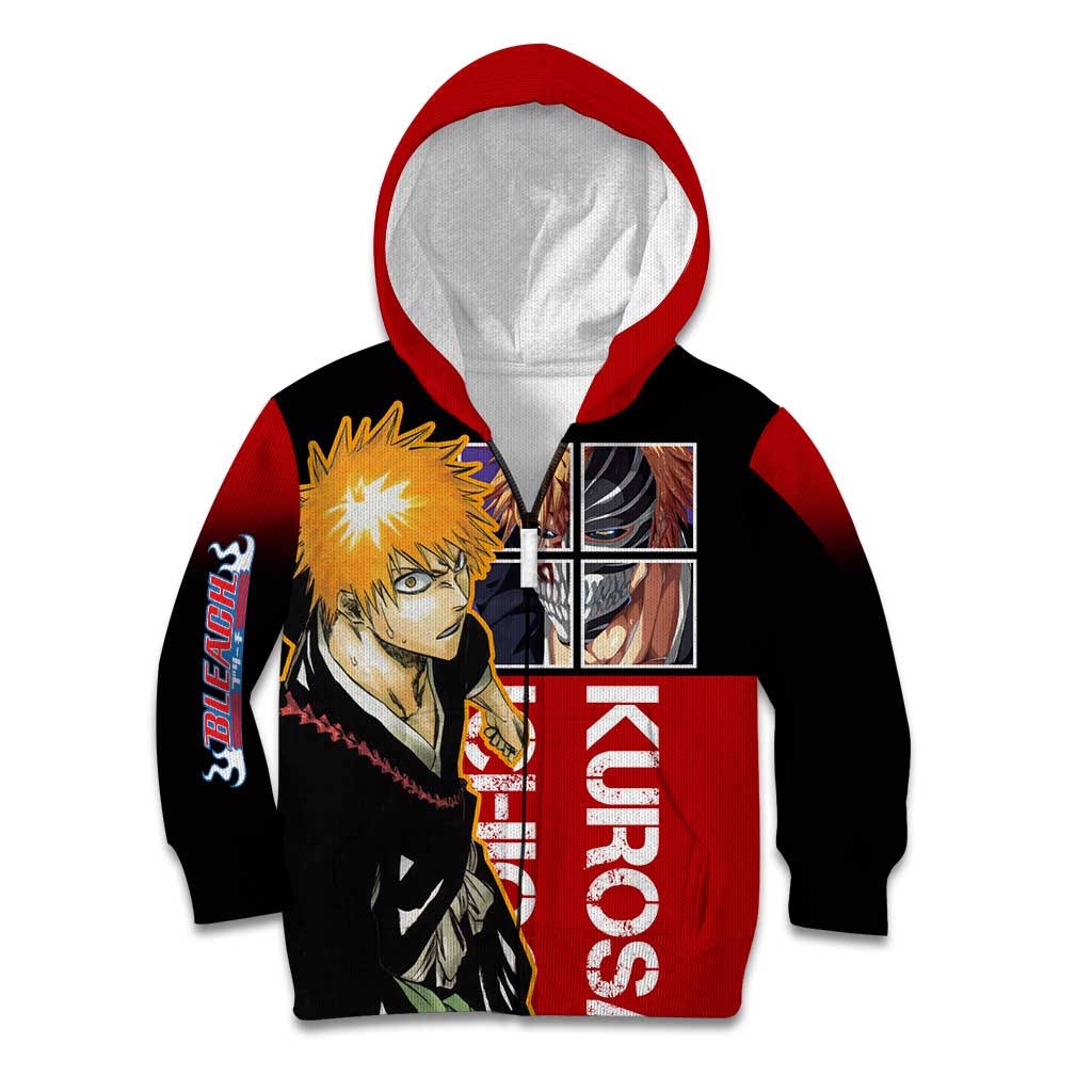 Bleach Ichigo Kurosaki Kid Hoodie with Hollow Mask and Manga Panel Design - The Mazicc