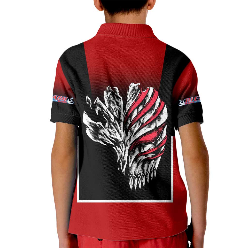 Bleach Ichigo Kurosaki Kid Polo Shirt with Hollow Mask and Manga Panel Design - The Mazicc