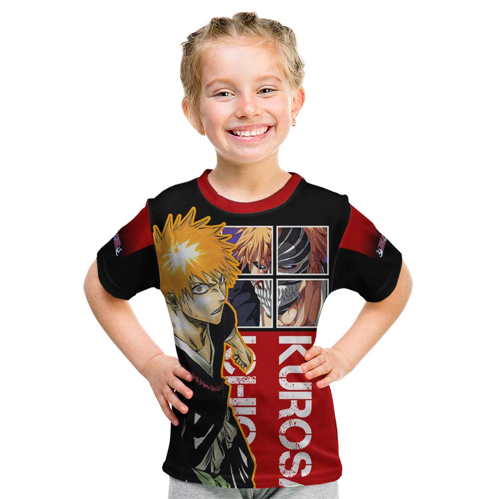 Bleach Ichigo Kurosaki Kid T Shirt with Hollow Mask and Manga Panel Design - The Mazicc