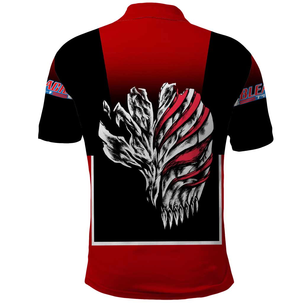 Bleach Ichigo Kurosaki Polo Shirt with Hollow Mask and Manga Panel Design - The Mazicc