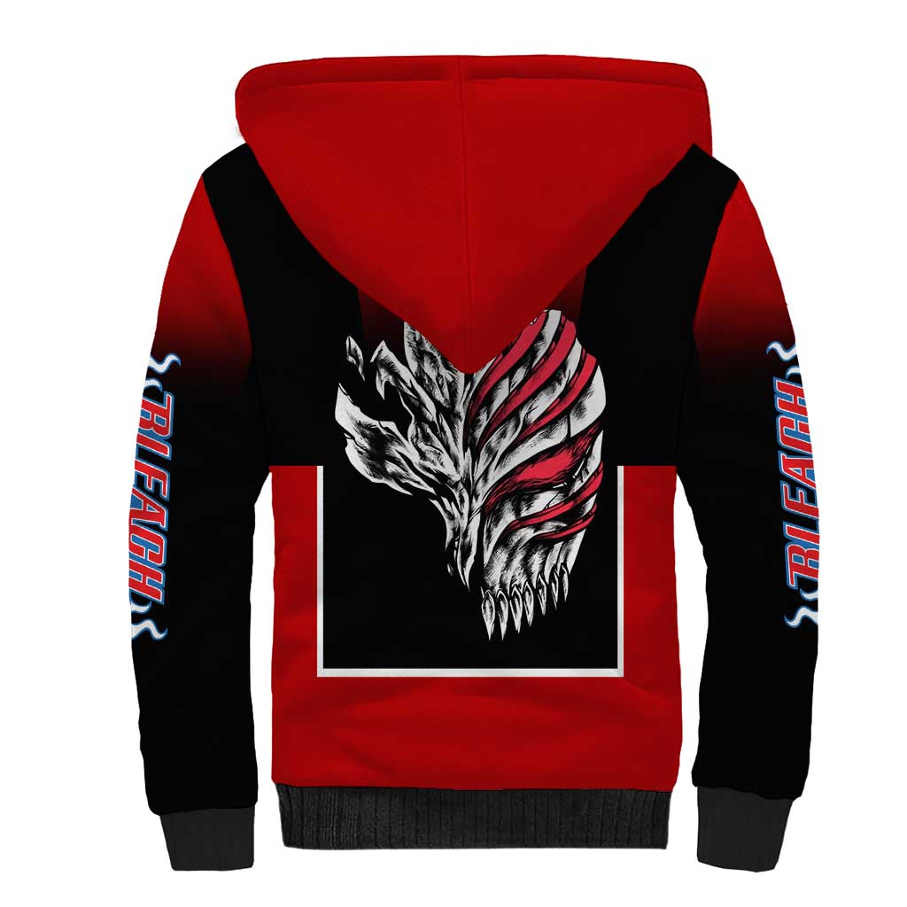 Bleach Ichigo Kurosaki Sherpa Hoodie with Hollow Mask and Manga Panel Design - The Mazicc