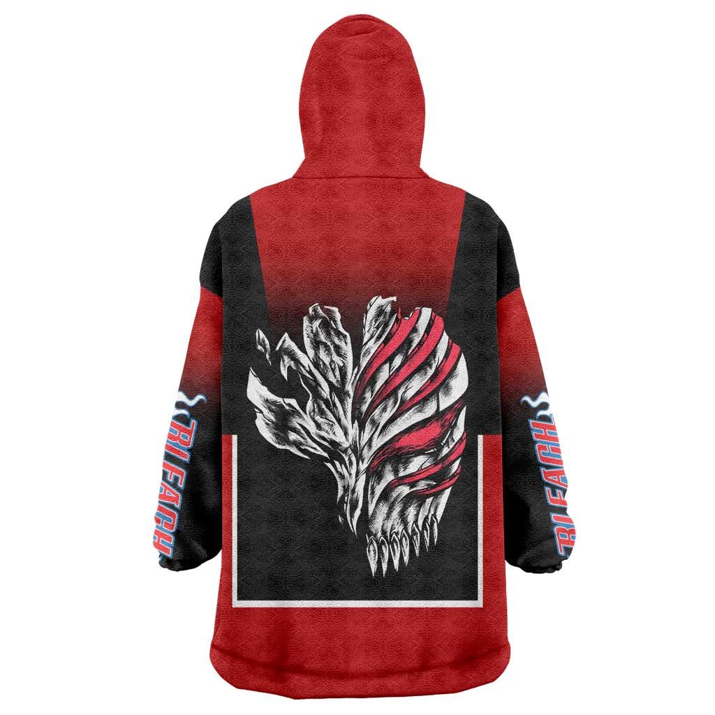 Bleach Ichigo Kurosaki Wearable Blanket Hoodie with Hollow Mask and Manga Panel Design - The Mazicc
