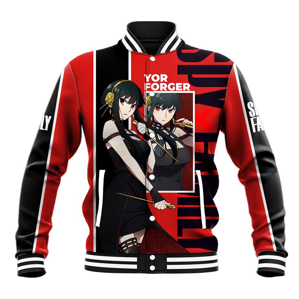 Spy x Family Yor Forger Baseball Jacket with Assassin Outfit and Red Black Anime Design - The Mazicc