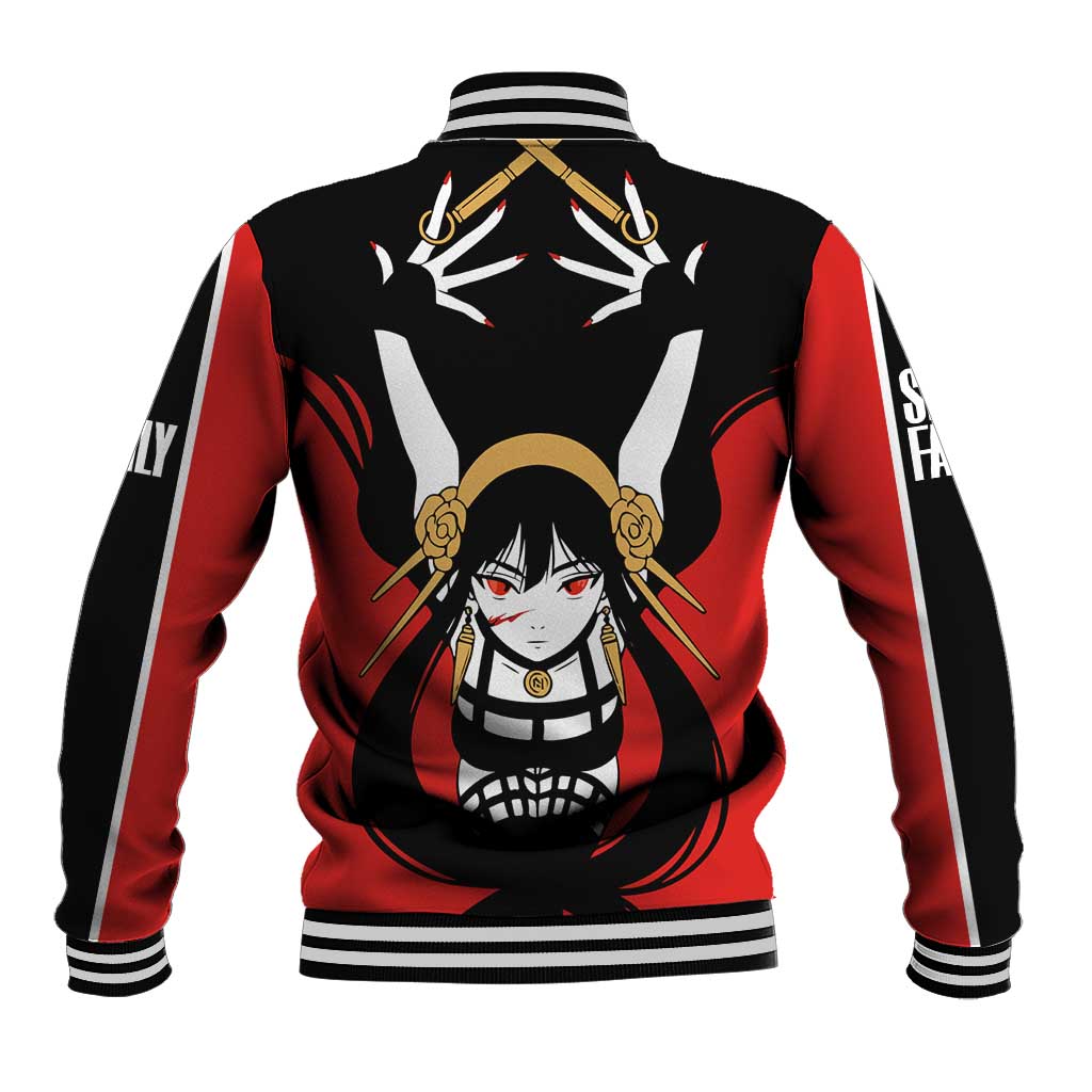 Spy x Family Yor Forger Baseball Jacket with Assassin Outfit and Red Black Anime Design - The Mazicc