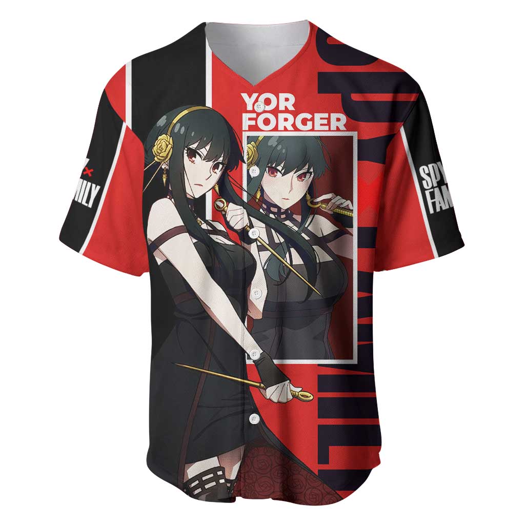 Spy x Family Yor Forger Baseball Jersey with Assassin Outfit and Red Black Anime Design - The Mazicc
