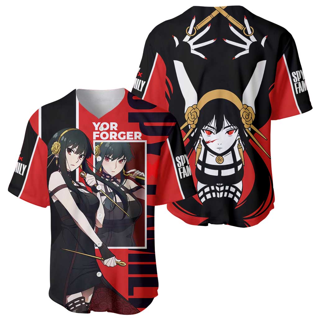 Spy x Family Yor Forger Baseball Jersey with Assassin Outfit and Red Black Anime Design - The Mazicc