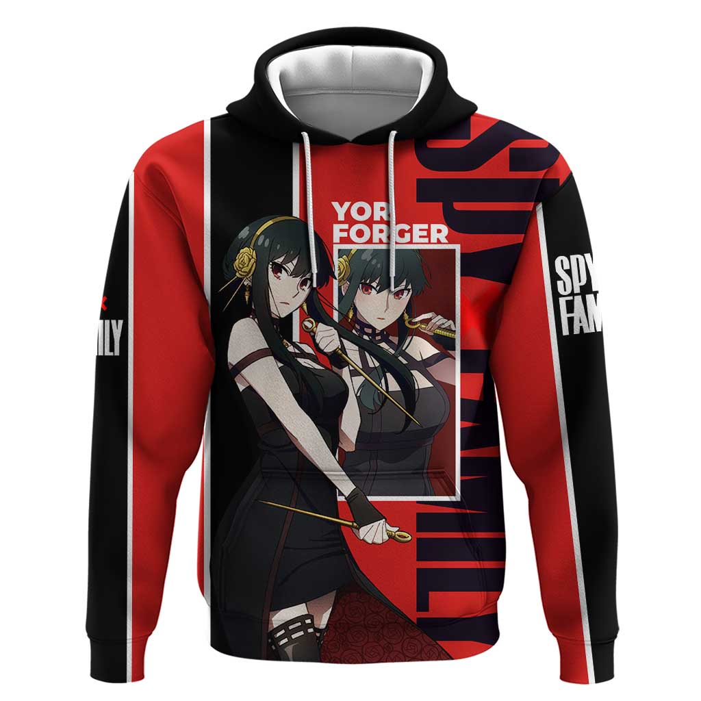 Spy x Family Yor Forger Hoodie with Assassin Outfit and Red Black Anime Design - The Mazicc