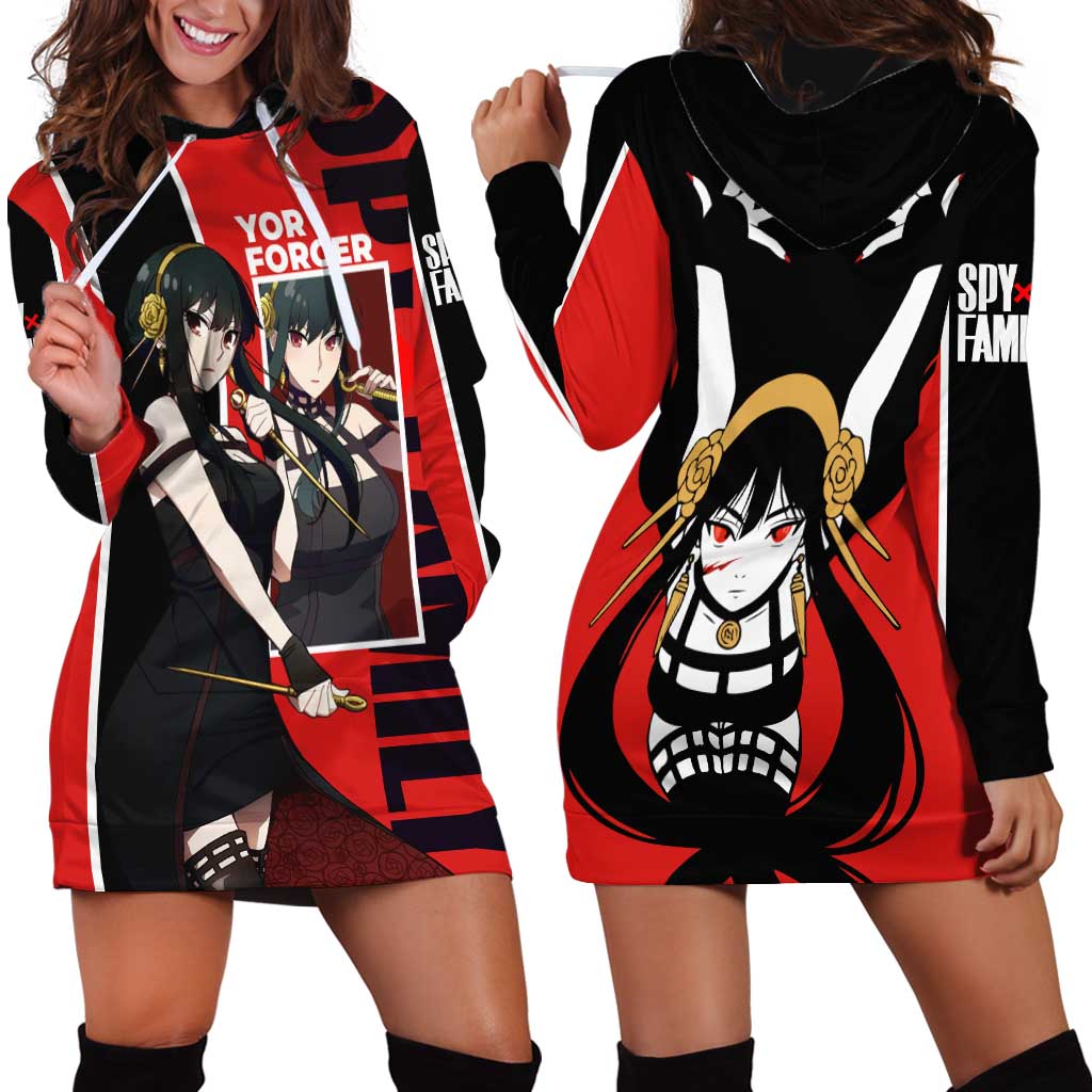 Spy x Family Yor Forger Hoodie Dress with Assassin Outfit and Red Black Anime Design - The Mazicc