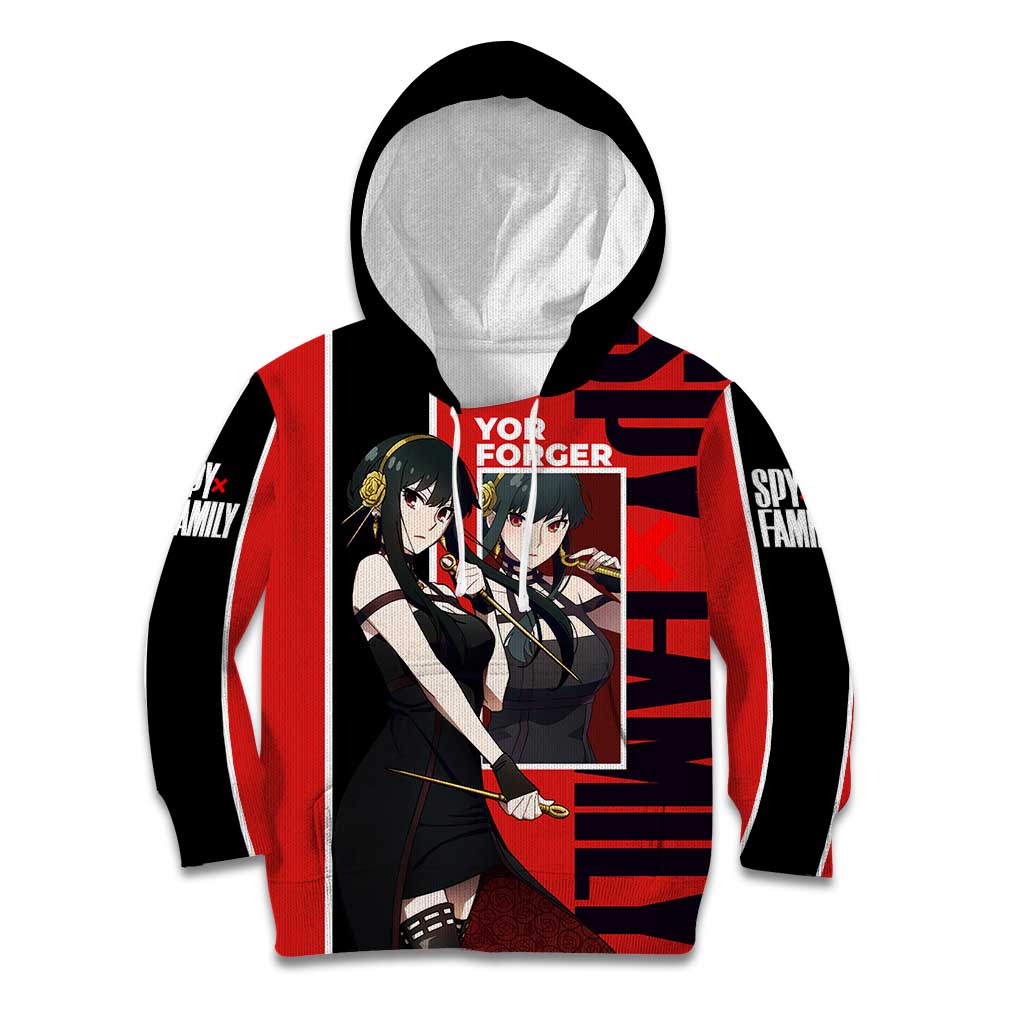 Spy x Family Yor Forger Kid Hoodie with Assassin Outfit and Red Black Anime Design - The Mazicc