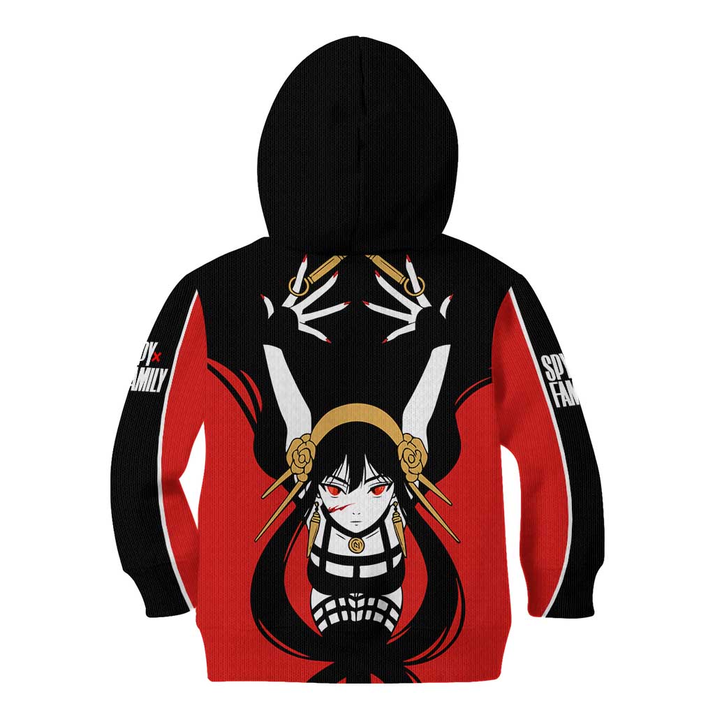 Spy x Family Yor Forger Kid Hoodie with Assassin Outfit and Red Black Anime Design - The Mazicc
