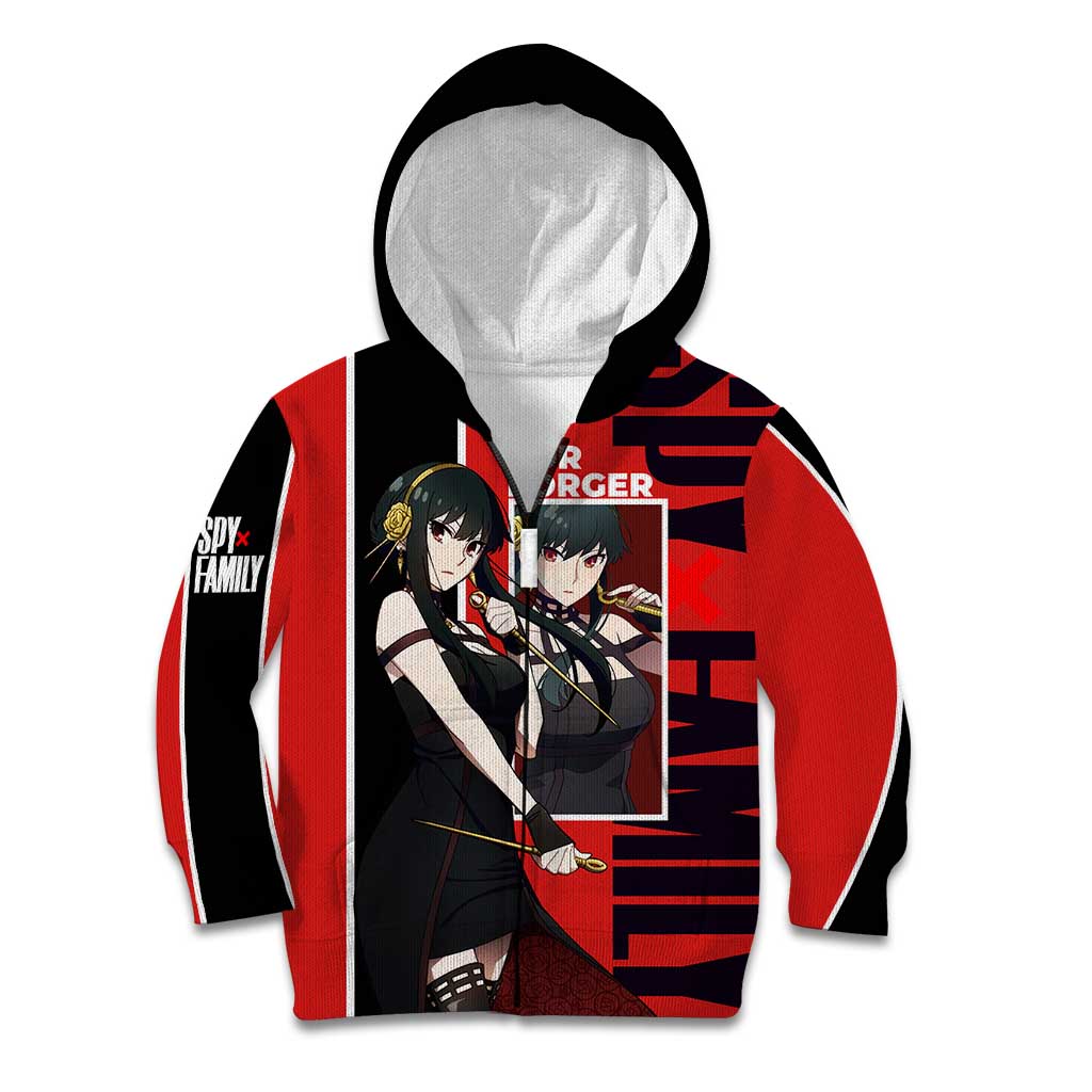 Spy x Family Yor Forger Kid Hoodie with Assassin Outfit and Red Black Anime Design - The Mazicc