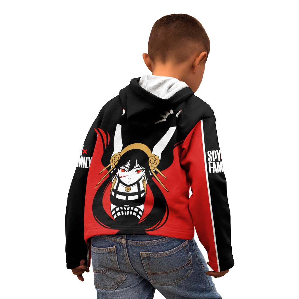Spy x Family Yor Forger Kid Hoodie with Assassin Outfit and Red Black Anime Design - The Mazicc