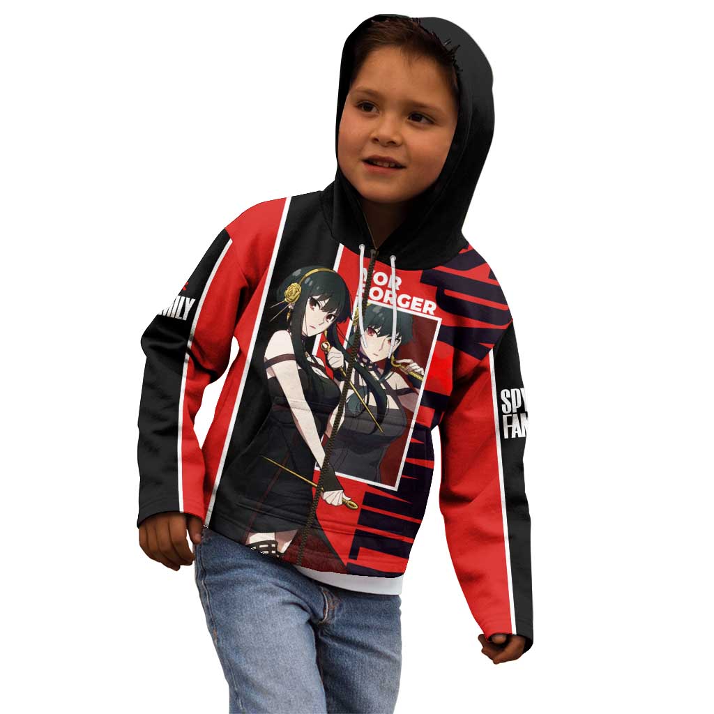 Spy x Family Yor Forger Kid Hoodie with Assassin Outfit and Red Black Anime Design - The Mazicc