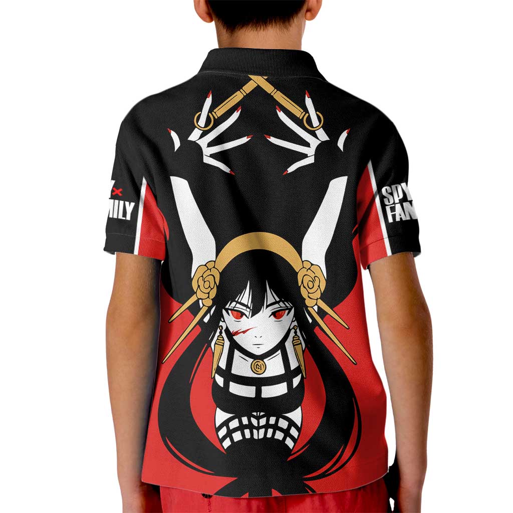 Spy x Family Yor Forger Kid Polo Shirt with Assassin Outfit and Red Black Anime Design - The Mazicc