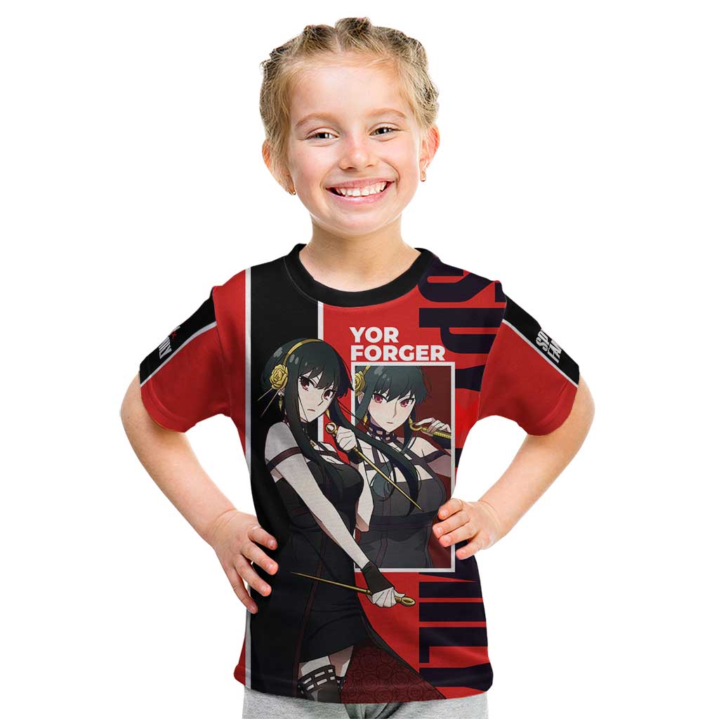 Spy x Family Yor Forger Kid T Shirt with Assassin Outfit and Red Black Anime Design - The Mazicc