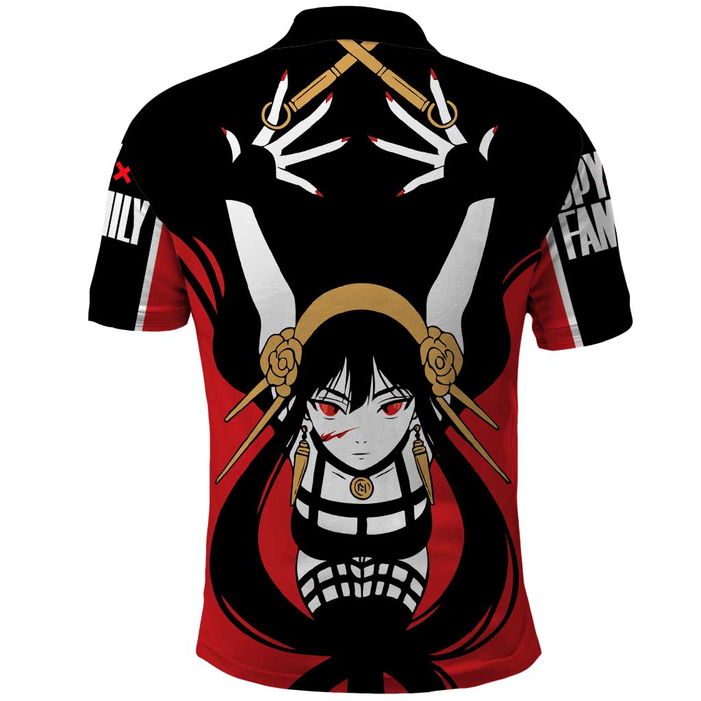 Spy x Family Yor Forger Polo Shirt with Assassin Outfit and Red Black Anime Design - The Mazicc
