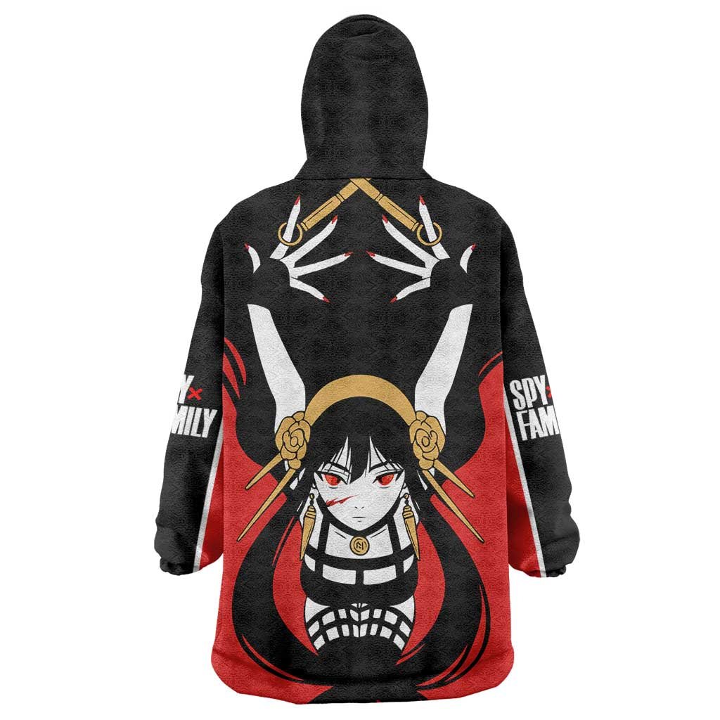 Spy x Family Yor Forger Wearable Blanket Hoodie with Assassin Outfit and Red Black Anime Design - The Mazicc