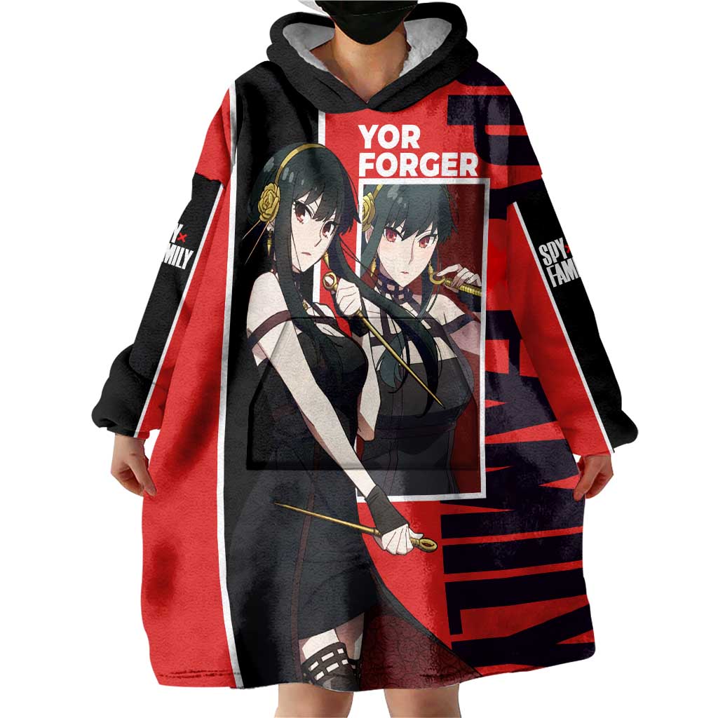 Spy x Family Yor Forger Wearable Blanket Hoodie with Assassin Outfit and Red Black Anime Design - The Mazicc