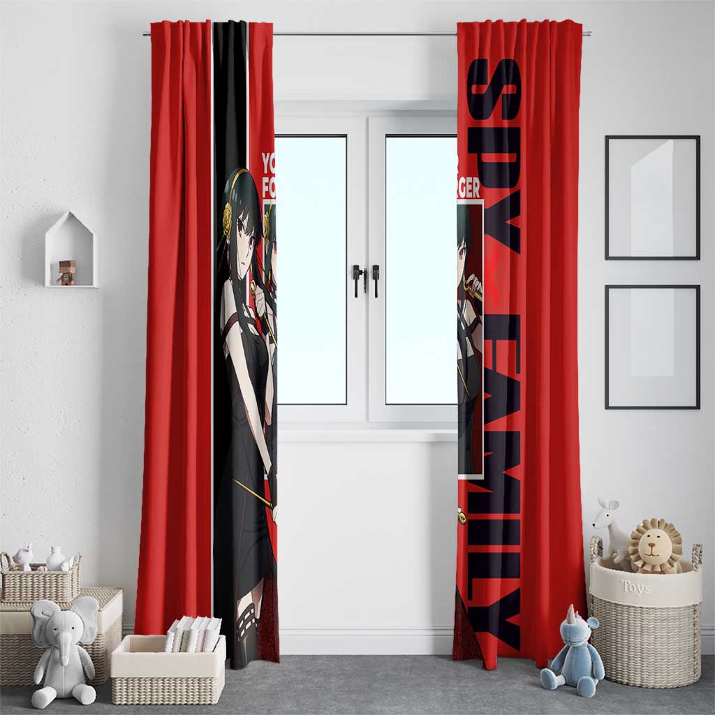 Spy x Family Yor Forger Window Curtain with Assassin Outfit and Red Black Anime Design - The Mazicc