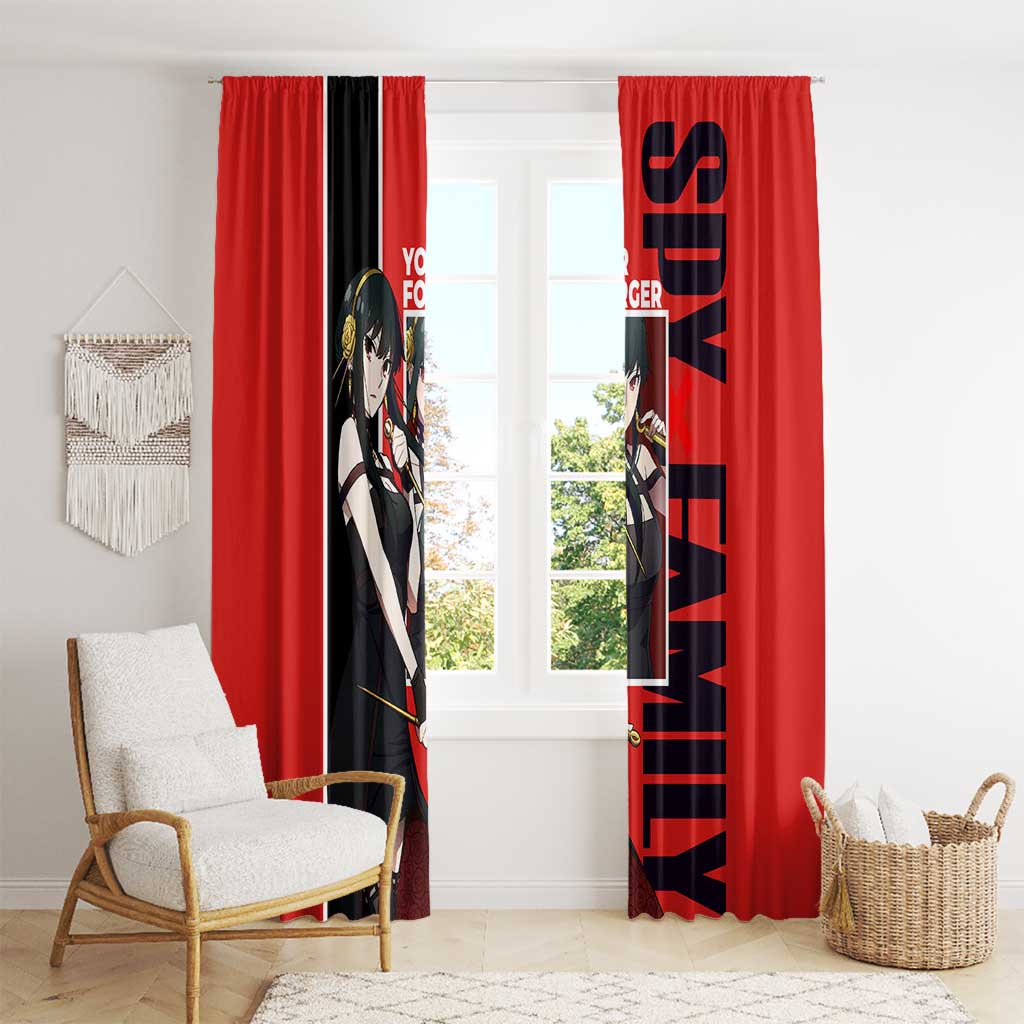 Spy x Family Yor Forger Window Curtain with Assassin Outfit and Red Black Anime Design - The Mazicc