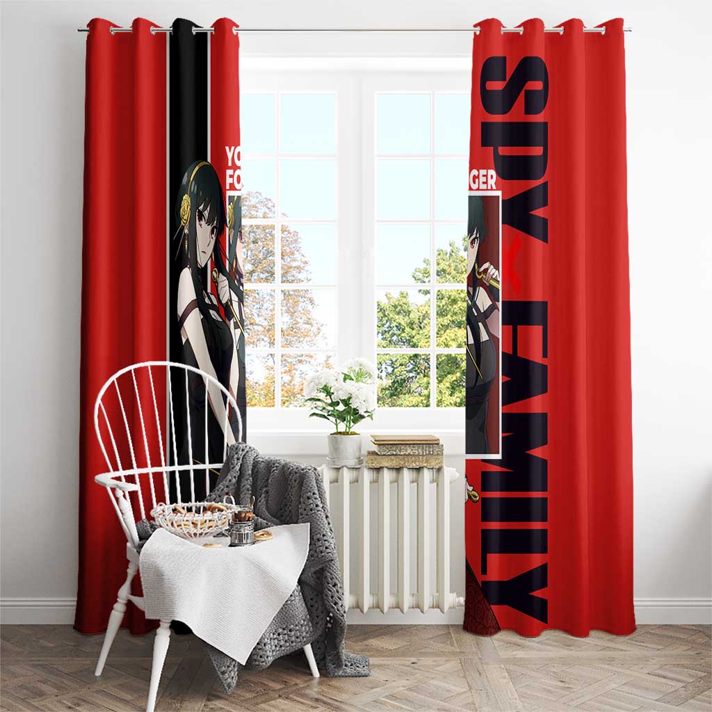 Spy x Family Yor Forger Window Curtain with Assassin Outfit and Red Black Anime Design - The Mazicc