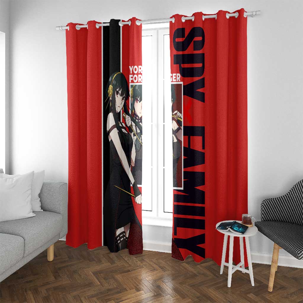 Spy x Family Yor Forger Window Curtain with Assassin Outfit and Red Black Anime Design - The Mazicc