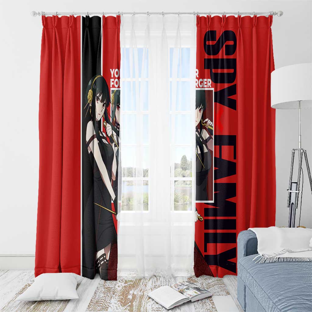 Spy x Family Yor Forger Window Curtain with Assassin Outfit and Red Black Anime Design - The Mazicc