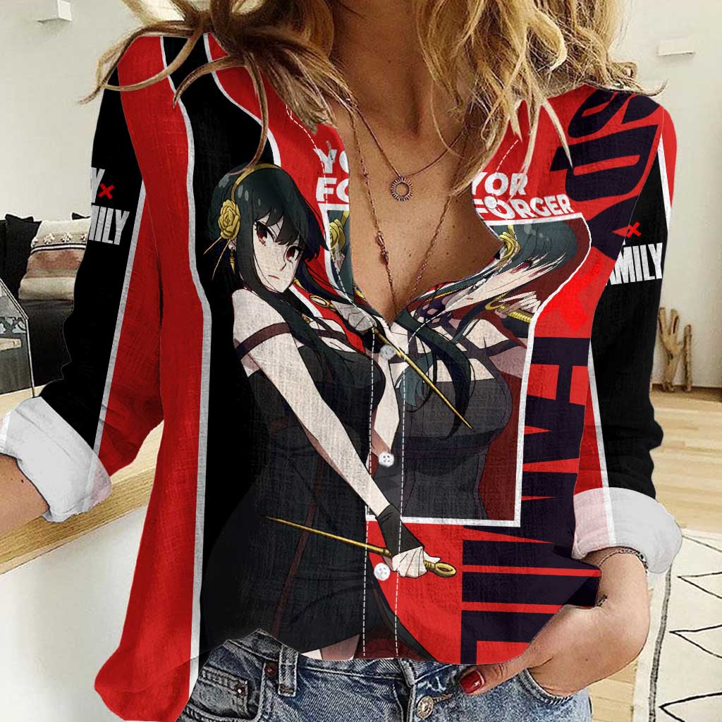 Spy x Family Yor Forger Women Casual Shirt with Assassin Outfit and Red Black Anime Design - The Mazicc