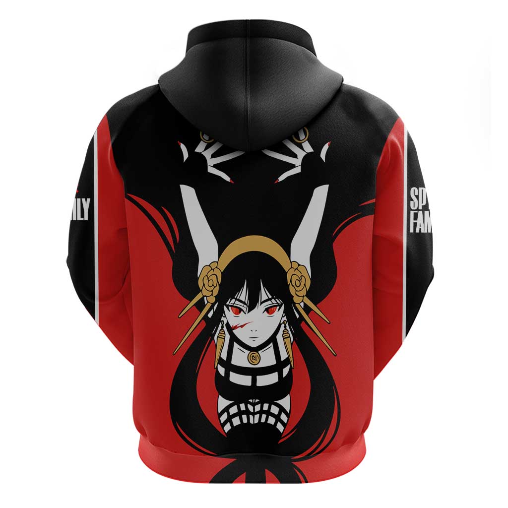 Spy x Family Yor Forger Zip Hoodie with Assassin Outfit and Red Black Anime Design - The Mazicc