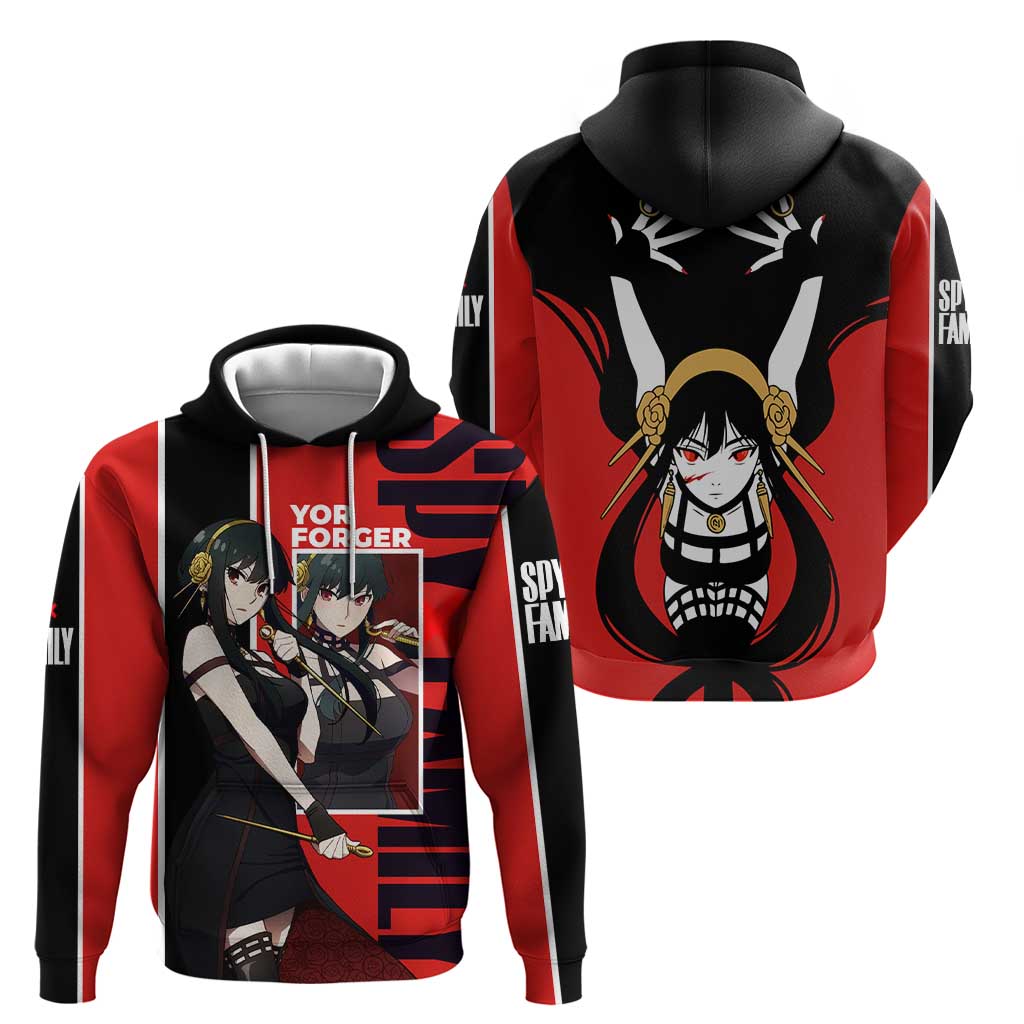 Spy x Family Yor Forger Zip Hoodie with Assassin Outfit and Red Black Anime Design - The Mazicc