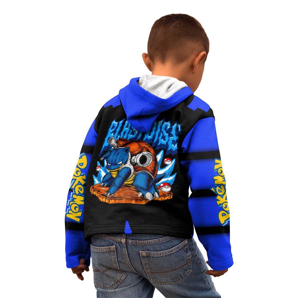 Blastoise Kid Hoodie with Water Cannons and Retro Pokémon Graphic Design - The Mazicc